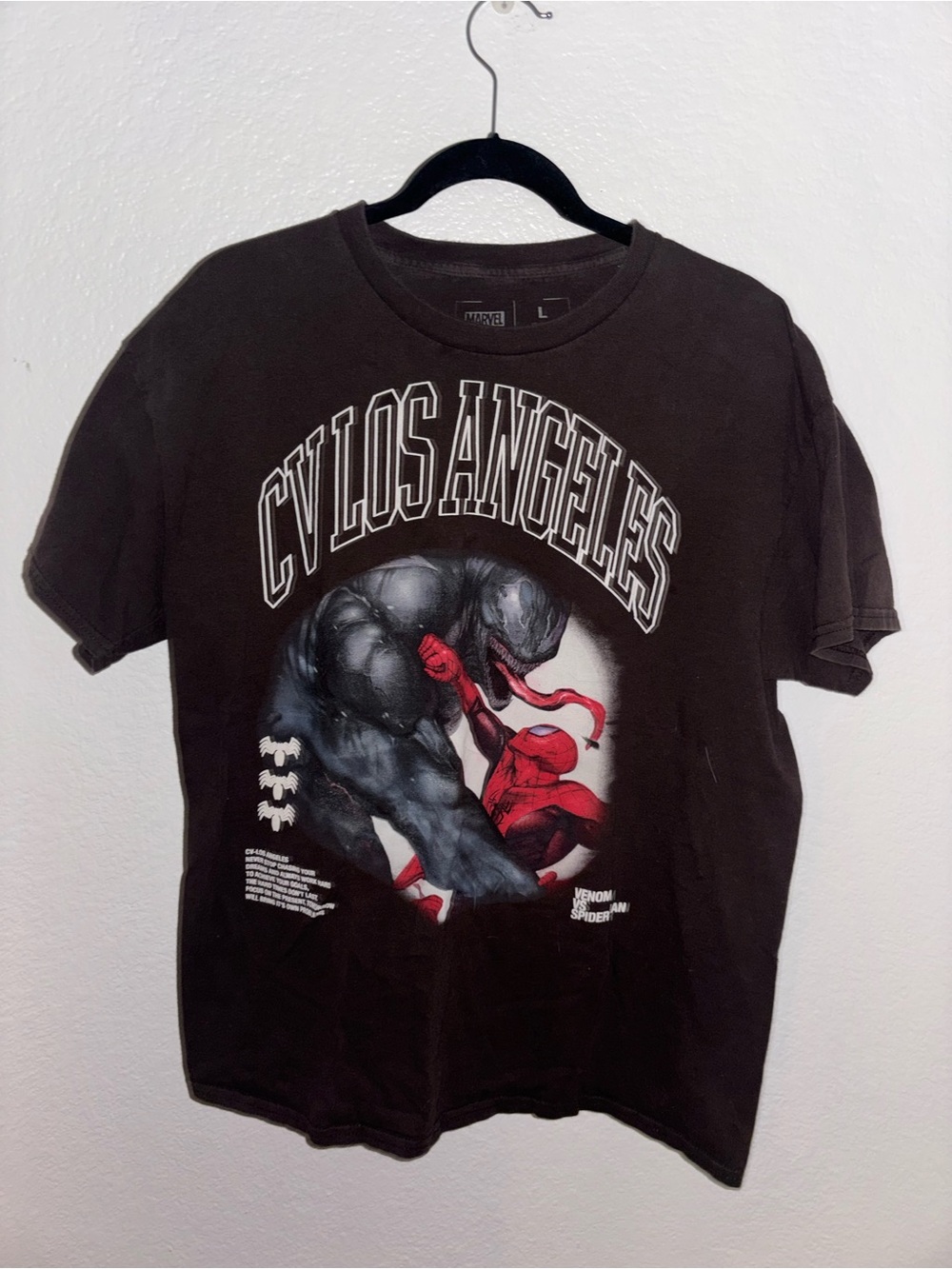 Spiderman Venom Black Graphic Tee with Red Accent